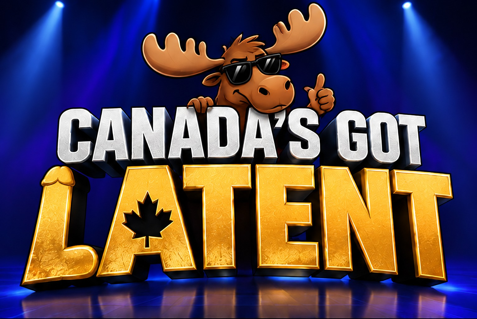 Canada's Got Latent official logo key art — metallic lettering with the moose mascot host